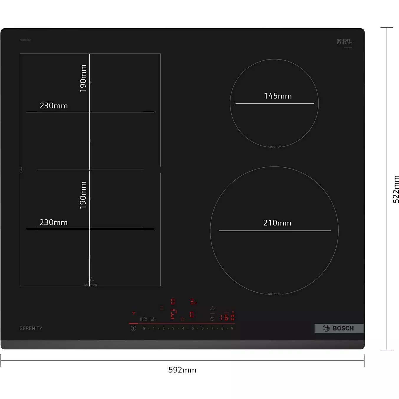 064-1 Bosch Series 6 PIX63SHC1F Serenity FlexInduction Hob (Black) - Image 1