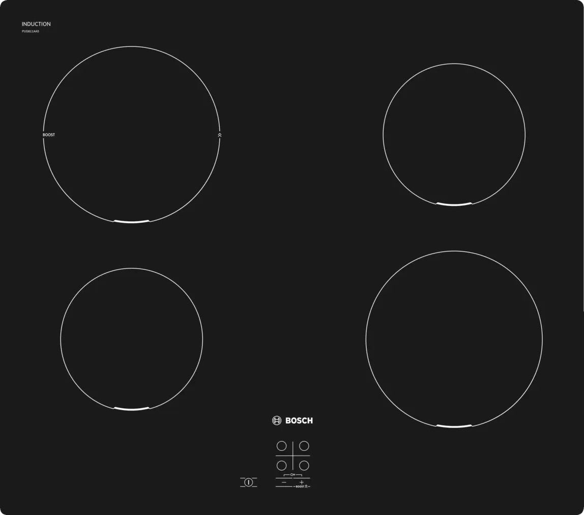157-1 Bosch Series 2 PUG611AA5E Induction Hob (Black) - Image 1