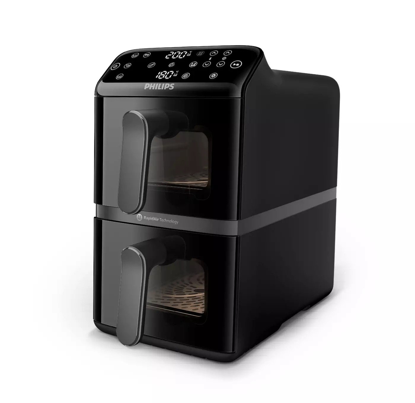 166-1 Philips 4000 Series Stacked Dual Basket Airfryer 10L (Black) - Image 1