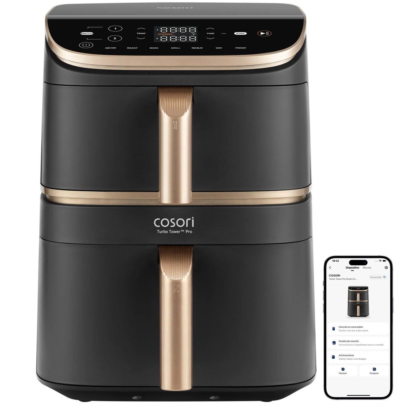 167-1 Cosori Turbo Tower Pro Smart Chef Edition Air Fryer 10.8L (Black) - Image 1