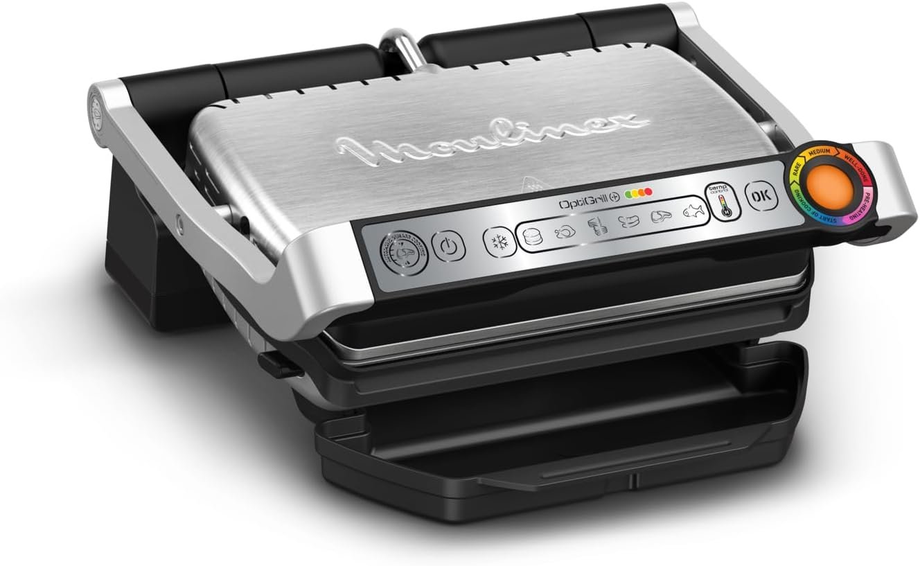 111-1 Moulinex Optigrill+ XL Electric Indoor Grill (Stainless Steel) - Image 1