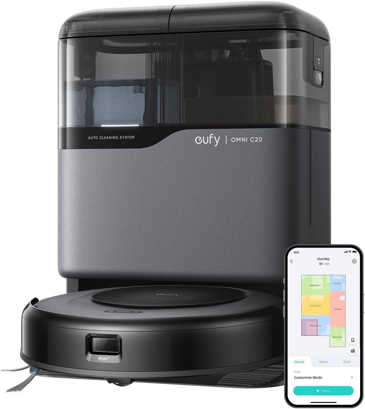 148-13 eufy Omni C20 Robot Vacuum and Mop with All-in-One Station (Black) - Image 1