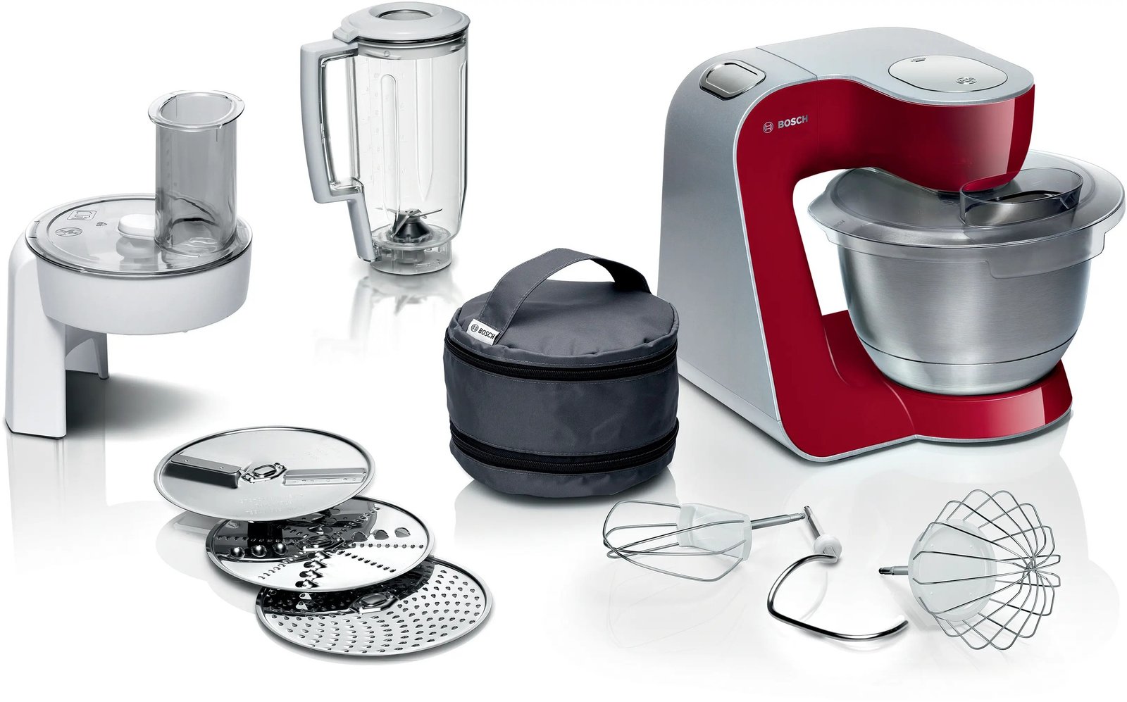 169-1-1 Bosch Serie 4 MUM58720 Kitchen Machine (Red/Silver) - Image 1