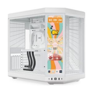 133-1 HYTE Y70 Touch Infinite Dual Chamber ATX Mid Tower Case with Integrated 2.5K LCD Touchscreen - Snow White