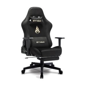 365-1 Symino MP01 Gaming Chair with Footrest (Faux Suede) — Black
